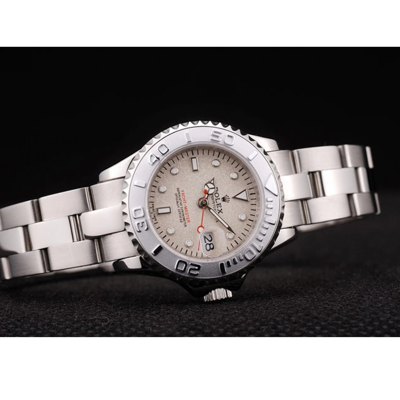 Aaa replica watch Silver Master Rolex Dial Yacht Bezel Beige 0604